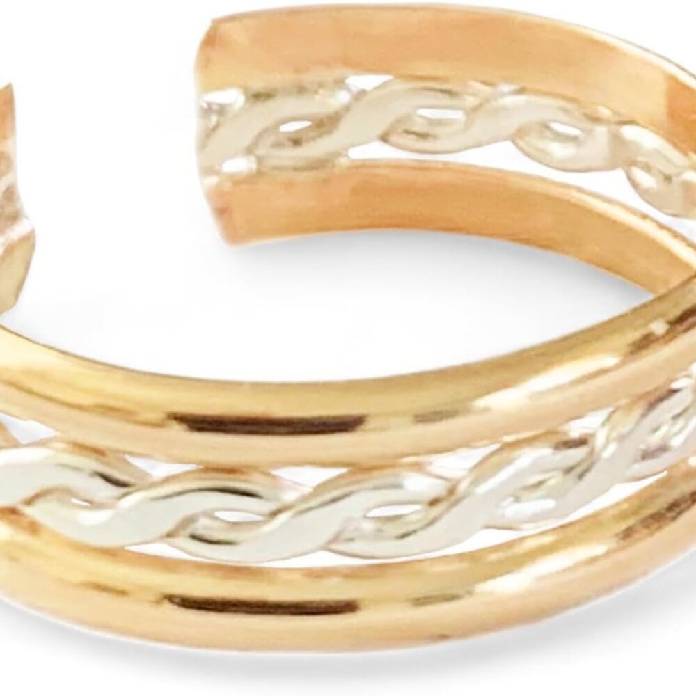 Unisex Adjustable Toe Ring Braid Stack Gold Fill … - image 1